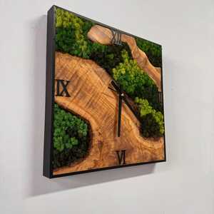 Customizable Simple Plant Wall <b>Clock</b> Handmade Natural Moss Wall <b>Clock</b> for Home Office Decor - Product Image 3