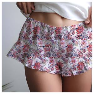 Ropa de Diseñador para Mujer, Pantalones Cortos con Estampado de Verano, 100% Algodón, Estampado a Mano - Product Image 4