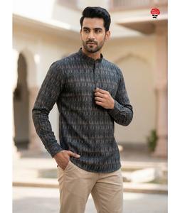 Kurta en coton imprimé pour hommes, style décontracté indien, idéal pour le bureau et le quotidien, pour garçons - Product Image 1