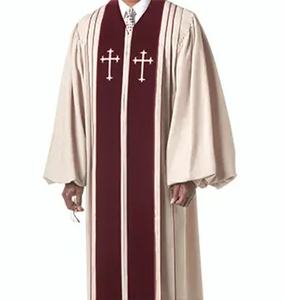 Vente en gros de robes de clergé en polyester à manches longues, uniformes de prêtre sur mesure, fournisseur de vêtements religieux de haute qualité - Product Image 1