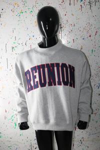 REUNION ASH GREY <b>Mock</b> <b>Neck</b> Sweatshirt 100% GREY Applique Embroidery wide <b>neck</b> Sweatshirt Finer Threads - Product Image 2