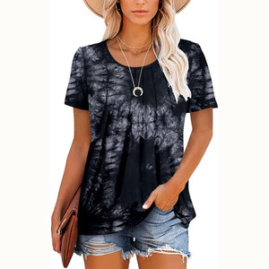 Camiseta Deportiva de Manga Corta con Cuello Redondo y Estampado Tie Dye Personalizado 2026, Camiseta Larga de Algodón para Mujer - Product Image 6