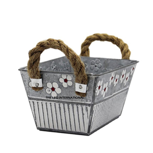 Seau de Noël en métal galvanisé fait à la main avec poignée, forme ovale, décoration intérieure de style campagnard - Product Image 2