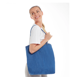 Bolsos Tote de Mezclilla Negra de Algodón, Bolsos Shopper de Mezclilla Negra Lavada al por Mayor - Product Image 1