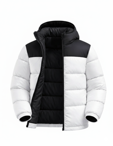 Veste matelassée à capuche bicolore pour homme, manteau chaud d'hiver matelassé avec fermeture éclair, vêtements d'extérieur décontractés, streetwear - Product Image 3