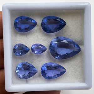 Pierre précieuse naturelle en fluorite bleue, taillée en poire et coussin, plusieurs tailles disponibles, pour fabricants de bijoux, vente en gros - Product Image 3