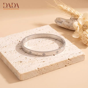 <b>Gold</b> Bangle <b>Bracelet</b> with Lab Grown Diamond Floral Accents Custom Fine Jewelry Women Luxury Gift Jewelry - Product Image 2