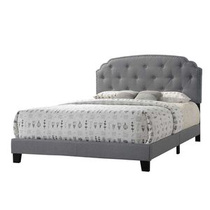 Letto Matrimoniale Grigio Imbottito Confortevole - Product Image 3