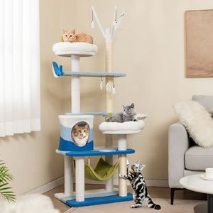 Torre per Gatti Multi-Livello con Posti di Tiraggio in Sisal, 1 Pezzo, Albero e Tiragraffi per Gatti - Product Image 2