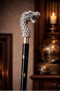 Silver <b>Dragon</b> Cane – Medieval Fantasy Walking Stick - Product Image 3