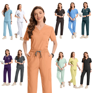 Uniformes de Hospital Personalizados al por Mayor, con Cuello en V, Elegantes, Suaves, Transpirables, de Punto, Coloridos - Product Image 1