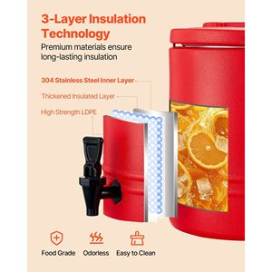 Dispenser Termico Isolato per Bevande da 8 Galloni/30,3L, Contenitore Refrigerante per Alimenti con Rubinetto, Erogatore per Bevande Calde/Fredde - Product Image 4