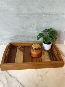Large Teak Wood <b>Tray</b> with handles Natural Wood Vintage Bed <b>breakfast</b> Perfect gift - Product Image 6