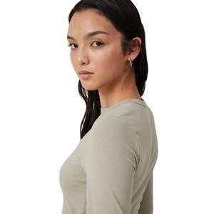 Camisas de Manga Larga para Mujer, Diseño Corto, Elásticas, Ligeras, 180 g/m², Corte Ajustado, Novedad - Product Image 4