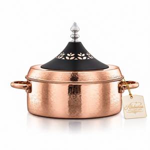 Casserole de luxe écologique et durable en acier inoxydable martelé de 24 cm avec couvercle conique décoratif et poignées latérales, sans revêtement, pour soupes - Product Image 2