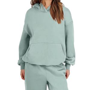 Custom 2 Piece Set Tracksuit Women Long Sleeve <b>Zipper</b> Hooded <b>Jacket</b> Top Autumn Winter Sweatpants Jogging Suit - Product Image 6