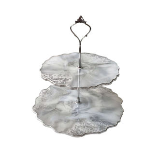 Custom Shape Handmade Eco-Friendly Resin Round <b>Cake</b> <b>Stand</b> Set of <b>3</b> <b>Tier</b> Elegant Dessert Display and Wedding/Party Decor By UO - Product Image 1