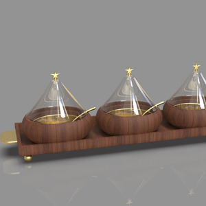 Ensemble de plateaux de service de luxe en aluminium avec bols et cloche en verre – Distributeur de condiments personnalisé et écologique pour une utilisation haut de gamme sur table - Product Image 1