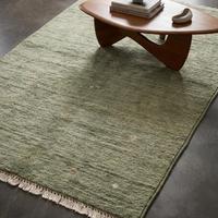 Tapis de luxe vert sauge noué à la main en laine, motif floral classique, poils plats, durable, décoratif pour salon et chambre à coucher