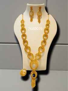 AWAIS HOUSE Nouvelle Collection Style Hip Hop Plaqué Or Laiton Ensemble Collier et Bracelet Femme Mariage Fête Diamant Massif Infini - Product Image 2