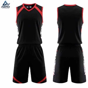 Uniforme de Baloncesto Deportivo con Contraste de Color Negro y Rojo, Sólido y Moderno, para Venta al Por Mayor, Servicio OEM, Buena Venta - Product Image 1