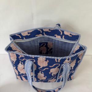 Blue Lion Print Lightweight Zipper Closure Quilted Women's Boho <b>Shoulder</b> Tote <b>Bag</b> with <b>Large</b> Capacity for Travel & Shopping - Product Image 3