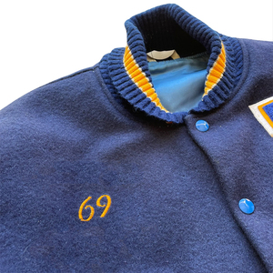 Streetwear College Varsity <b>Jacket</b> For Men's Blue Color <b>Leather</b> Sleeve Baseball Bomber Letterman Varsity <b>Jacket</b> With Side Pocket - Product Image 5