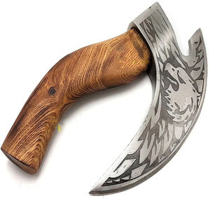 Hache à pizza Burraq artisanale en acier au carbone, manche en bois de rose, étui en cuir, DIY, industrielle, 11 pouces, pour l'extérieur, cadeau pour la fête des pères - Product Image 1