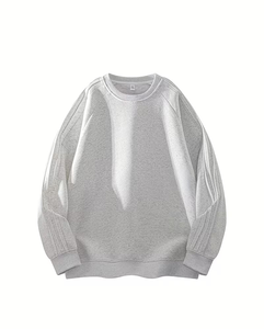 <b>Men's</b> Crew Neck Fleece Knitted <b>Pullover</b> Solid Color Casual Sweatshirt Oversized Fit Winter Wear Polyester Breathable Front Logo - Product Image 1