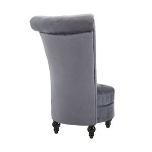 Poltrona Retrò Senza Braccioli con Schienale Alto, Rivestimento in Lana Grigia e Tessuto PU, Seduta Trapuntata per Soggiorno, Sala da Pranzo, Camera da Letto e Uso Commerciale - Product Image 2