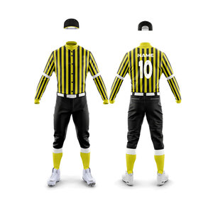 Conjunto de Uniforme de Béisbol para Hombre, Amarillo y Negro, Manga Larga, Cuello Mao, Transpirable, Absorbe la Humedad, Secado Rápido, Nombre del Equipo Personalizado - Product Image 5