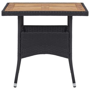Tavolo da pranzo Patio in legno massello di Acacia con tavoli da esterno in Poly Rattan nero - Product Image 2