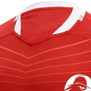 Maillot de rugby rayé rouge à manches courtes, tenue de sport, uniforme d'équipe, vêtements athlétiques, design imprimé, pour entraînement et matchs en extérieur - Product Image 6
