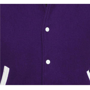 Chaquetas Letterman Personalizadas al por Mayor, OEM, de Lana Morada con Mangas de Cuero Blanco para Hombre, Tallas Grandes, Transpirables, con Bordado Chenille - Product Image 5