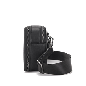 <b>Black</b> PU Messenger <b>Bag</b> <b>Small</b> Zipper Closure Crossbody Shoulder <b>Bag</b> Men Women Daily Use All Seasons Lightweight - Product Image 3