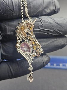 Pendentif licorne en moissanite, argent 925, avec zircon rose et pierres multicolores, charme animal mignon pour femme, cadeau - Product Image 5