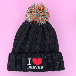 Gorro de Invierno Unisex de Color Sólido, Mezcla de Lana, Tejido Acanalado Informal, Ajustable de 56-58 cm, Logotipo Bordado en 3D con Contraste de Color - Product Image 1