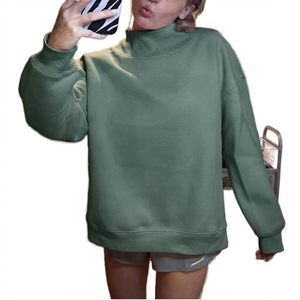 เสื้อสเวตเตอร์คอเต่าขนาดใหญ่สำหรับผู้หญิง สีแดงล้วน แขนยาว ผ้าฝ้ายถัก สวมใส่สบายๆ ในฤดูใบไม้ร่วง - Product Image 2