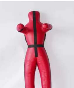 Dummy de boxe en PU rouge avec sangles noires, équipement d'entraînement durable pour la pratique de la technique de lutte pour adultes - Product Image 1