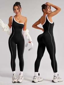 Mono de entrenamiento sin mangas para mujer |   Chándal con Ribetes de Alta Elasticidad |   Ropa Deportiva Elegante de Poliéster y Elastano - Product Image 1