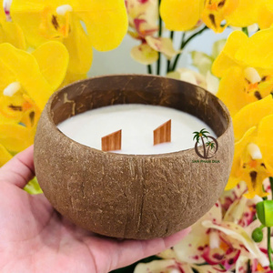 Bougie à la vanille 300 grammes pour spa Bougie relaxante en coquille de noix de coco Bougie parfumée naturelle Coco - Eco Vietnam - Product Image 3