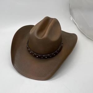 Chapeau de cowboy classique personnalisé en feutre 100% laine, à large bord, avec bande en cuir, style western - Product Image 3