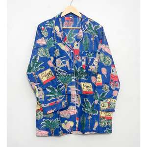 Vestido de Noche Hecho a Mano con un Diseño Hermoso, 100% Algodón, Tela Suave con Estampado Floral, Cintura Elástica y Mangas Largas - Product Image 1