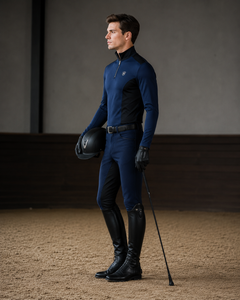 Professional Unisex Equestrian Riding Shirt Pants Set Full Length <b>Knitted</b> Spandex Polyester Breathable Mid Waist Zipper Four-Way - Product Image 1