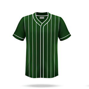 Camiseta de Béisbol Personalizada XL Verde con Rayas, Transpirable, Unisex, Manga Corta, Colores Sólidos, 100% Poliéster, OEM - Product Image 1