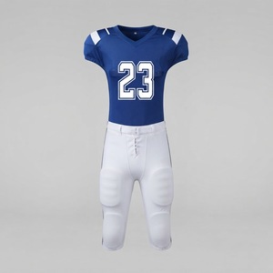 Uniformes de football américain, maillot bleu, pantalon blanc, numéro 23, polyester respirant, homme adulte, design personnalisé - Product Image 1