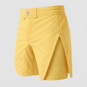 Shorts de combat MMA jaunes pour hommes, séchage rapide, avec poches, taille élastique, style décontracté, couleur unie, longueur courte par RIVIAN ATLANTIC - Product Image 5