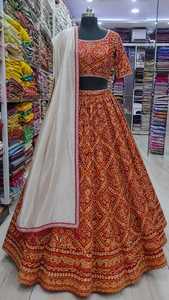 Conjunto Gharchoda Choli Premium con Lehenga con Bordado Jari en Algodón, Dupatta de Seda Suave, Ropa Étnica de Boda para Mujer - Product Image 5