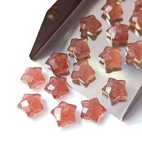 Fraise Quartz Étoile Forme Sculpté À La Main Charmes Pour La Fabrication De Bijoux 10mm À Facettes Quartz Gemme Sculpture Briolette En Gros En Vrac - Product Image 4