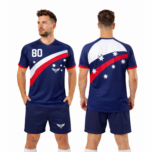 Conjunto de Uniforme de Fútbol Sublimado Personalizado para Hombre, Estilo Australiano, Camiseta de Manga Corta con Pantalones Cortos - Product Image 1